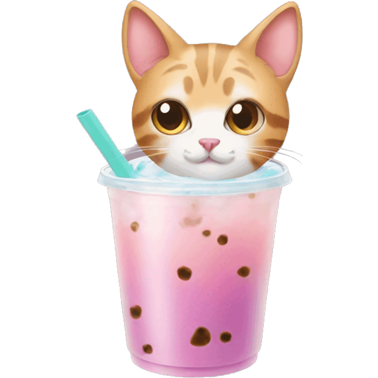 Cat with bubble tea emoji