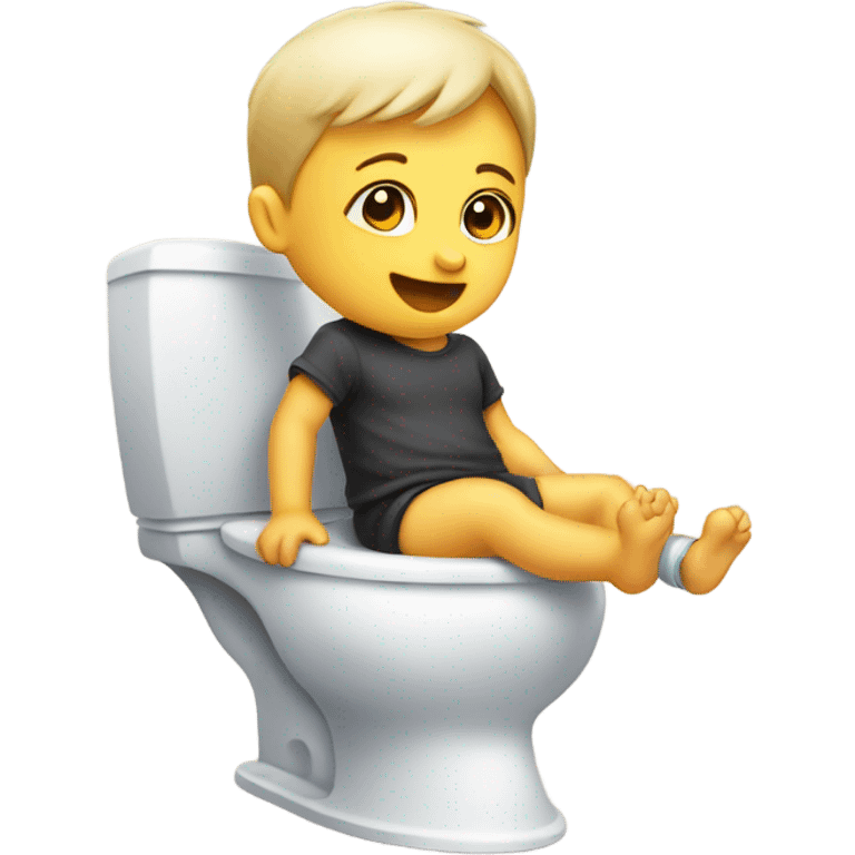 A baby riding on a toilet with wheels  emoji