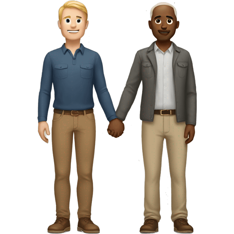 White man with tan man holding hands emoji