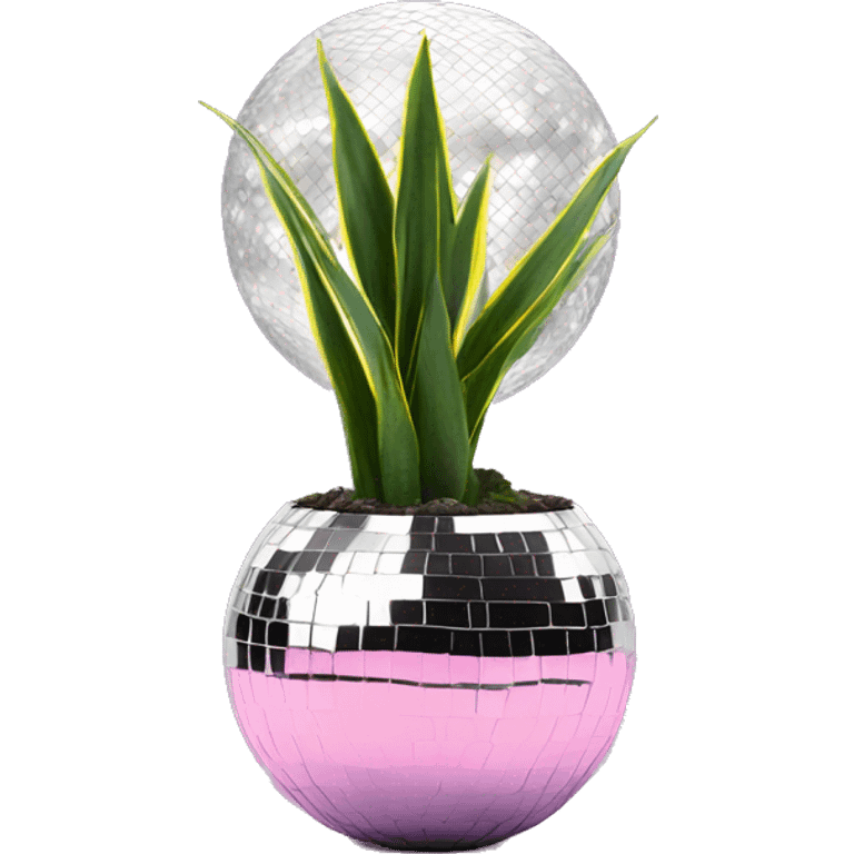 Snake plant in disco ball pot emoji