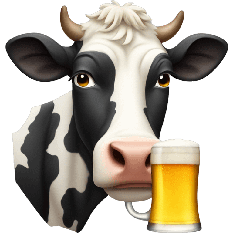 A cow drinking a beer  emoji