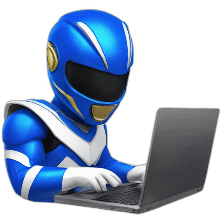 blue power ranger using laptop emoji