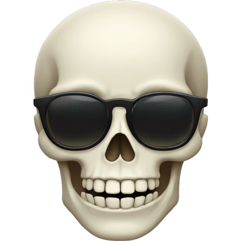 Skeleton face with dank smile and black glasses emoji