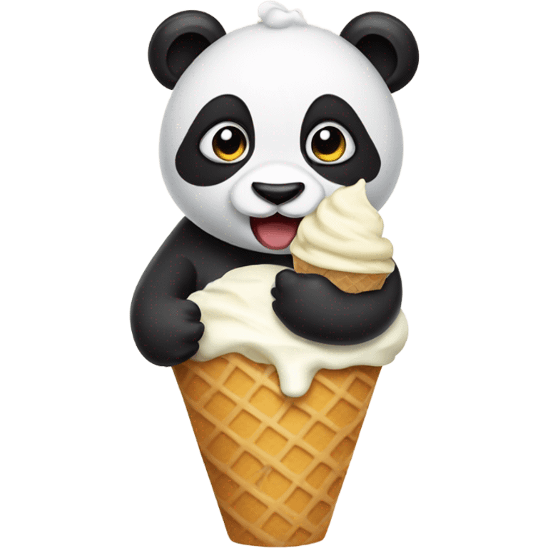 Panda eating ice cream emoji