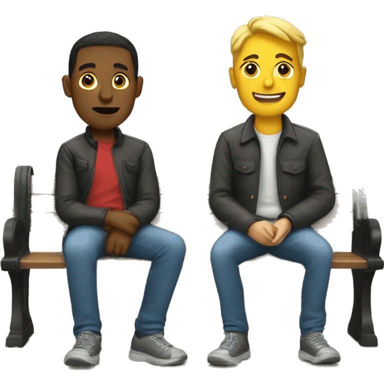 2 stragers sitting on park bench emoji