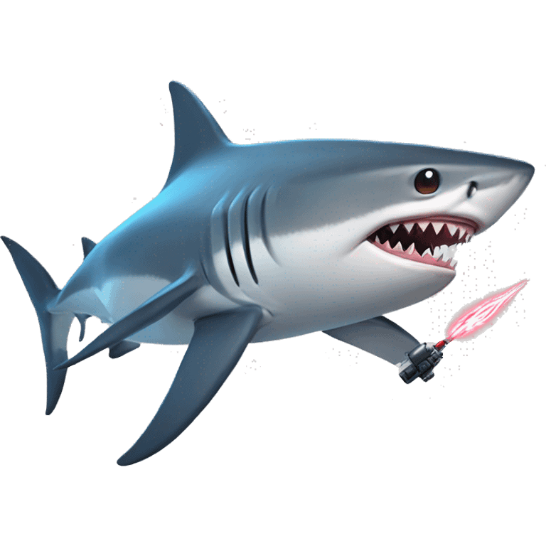 Shark with a laser blaster on his head emoji