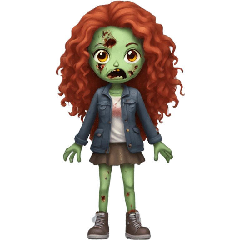 Zombie girl with hands and with long red curly hair emoji