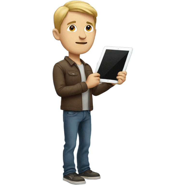 white man standing with ipad emoji