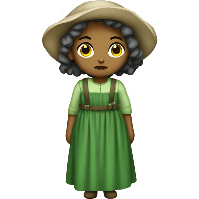 sad shepherdess with green dress emoji