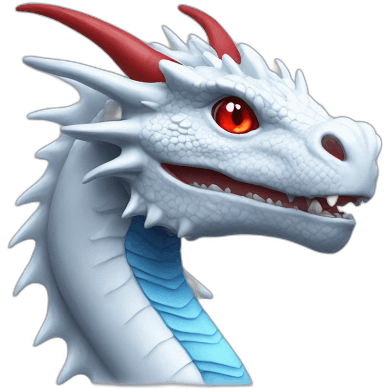 White dragon with red eyes and blue tongue emoji