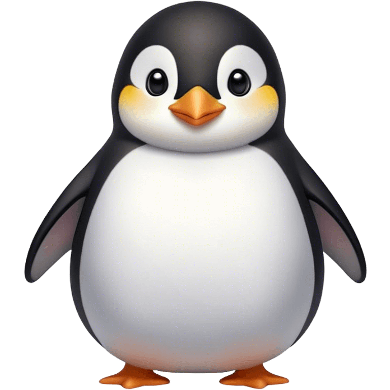 Cinematic chubby penguin, round fluffy body, tiny beak and feet, soft glowing feathers, gentle happy eyes, slightly tilted head, warm and irresistibly cute. emoji