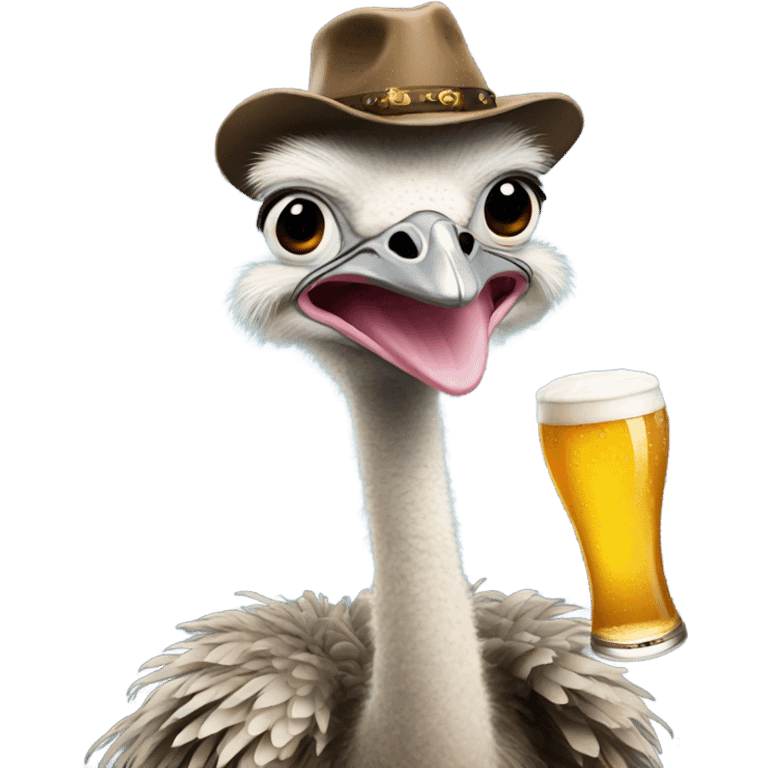 Ostrich holding a beer emoji