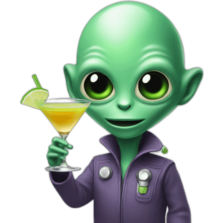 alien holding martini emoji