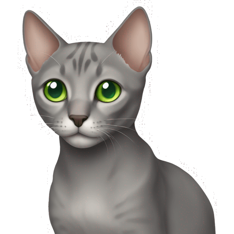 Gray oriental cat with green eyes emoji