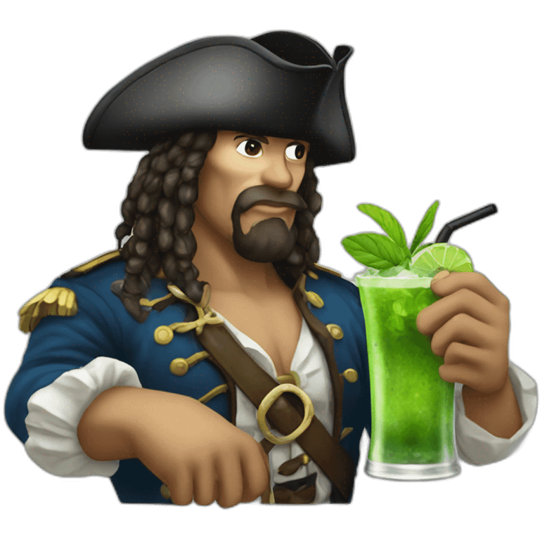 white pirate drinking mojito emoji