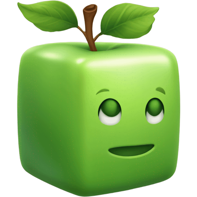 green Cube shaped Apple emoji