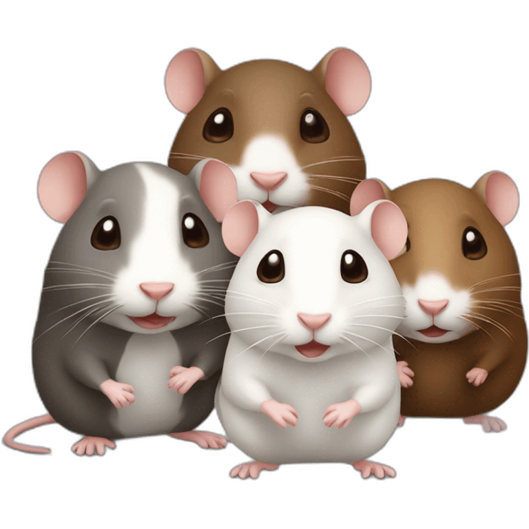 Three cute rats, one white, the other two brown emoji