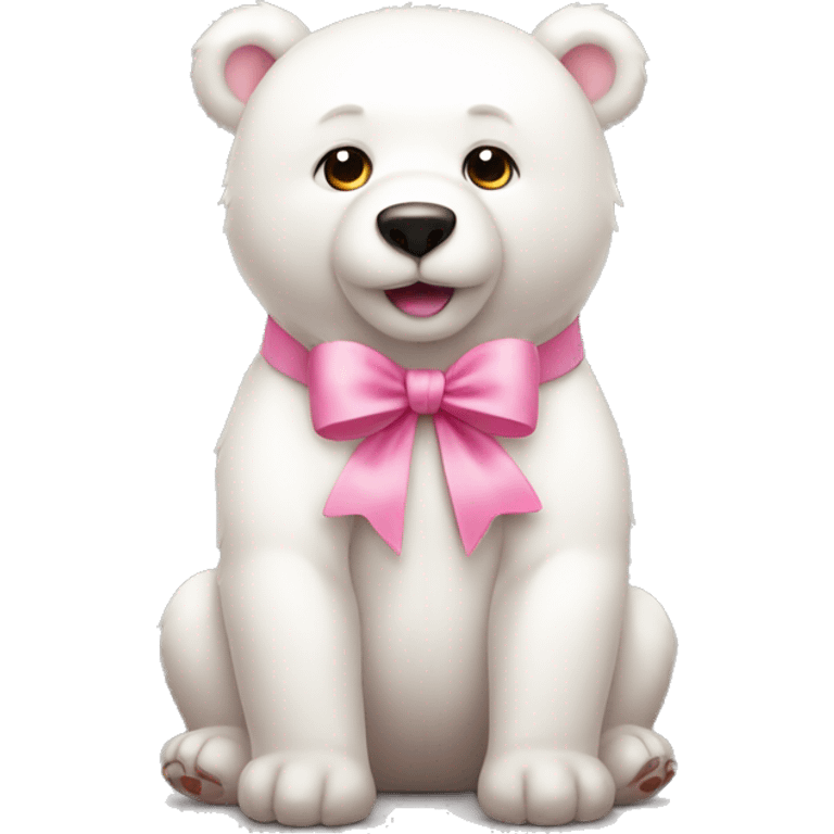 cute white bear with a pink bow on its right ear emoji