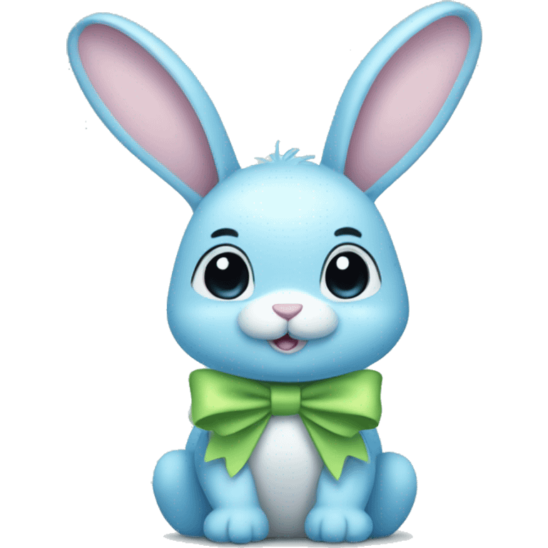 Light blue bunny, wearing a light green bow emoji