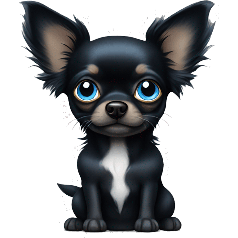 All black long hair chihuahua with blue eyes emoji