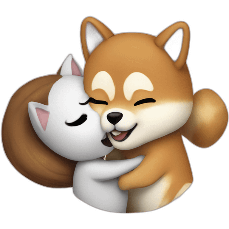 ariana grande hugging a shiba inu emoji