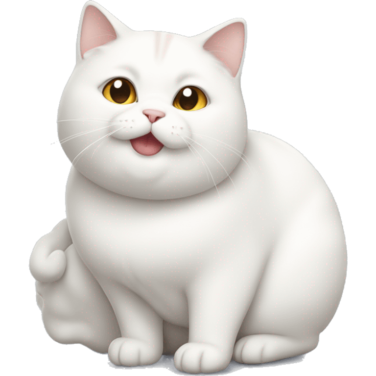 chubby white cat with a belly emoji