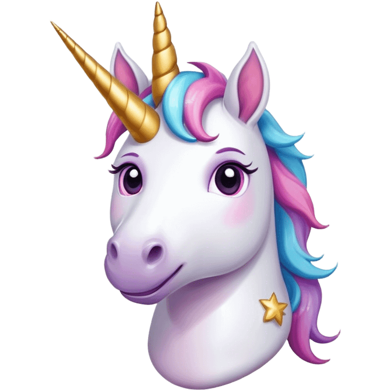 Unicorn with magic stars and a smile emoji