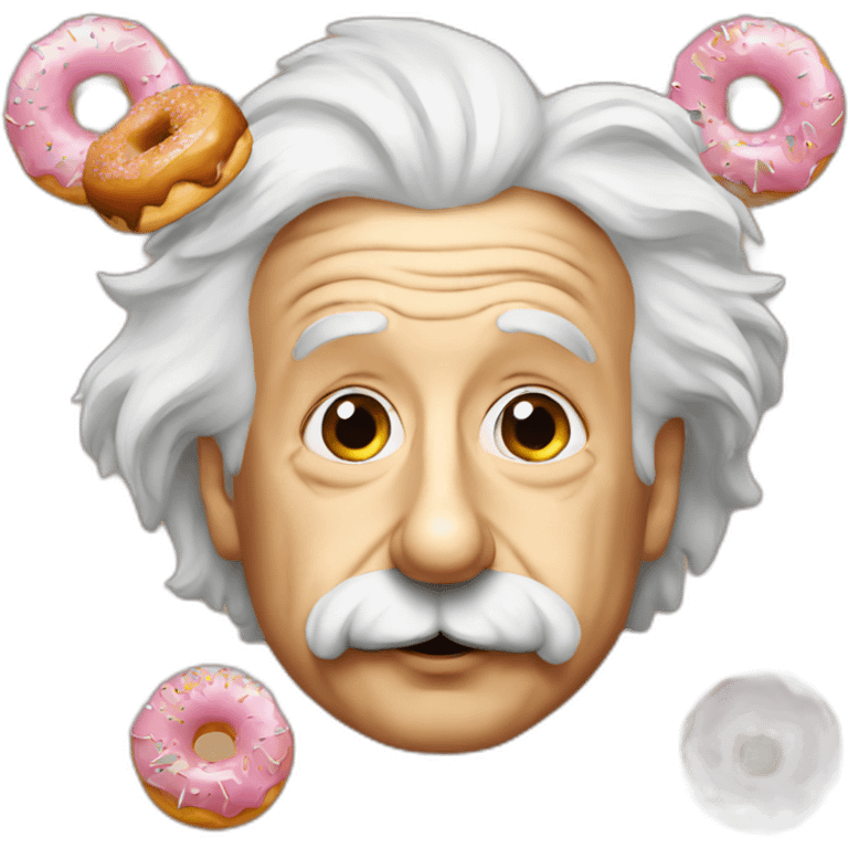 Albert Einstein with a donut emoji