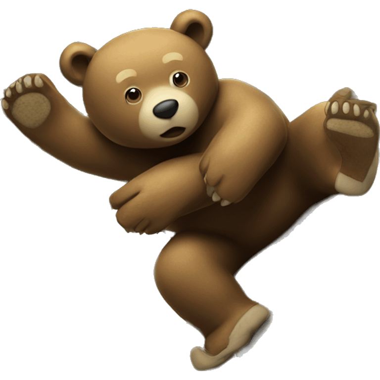 A bear falling out of a tree on top of a hunter emoji