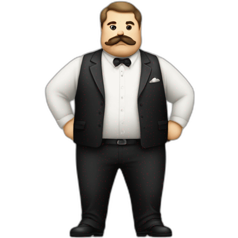 20s gangster full body, white man overweight fat mustache emoji