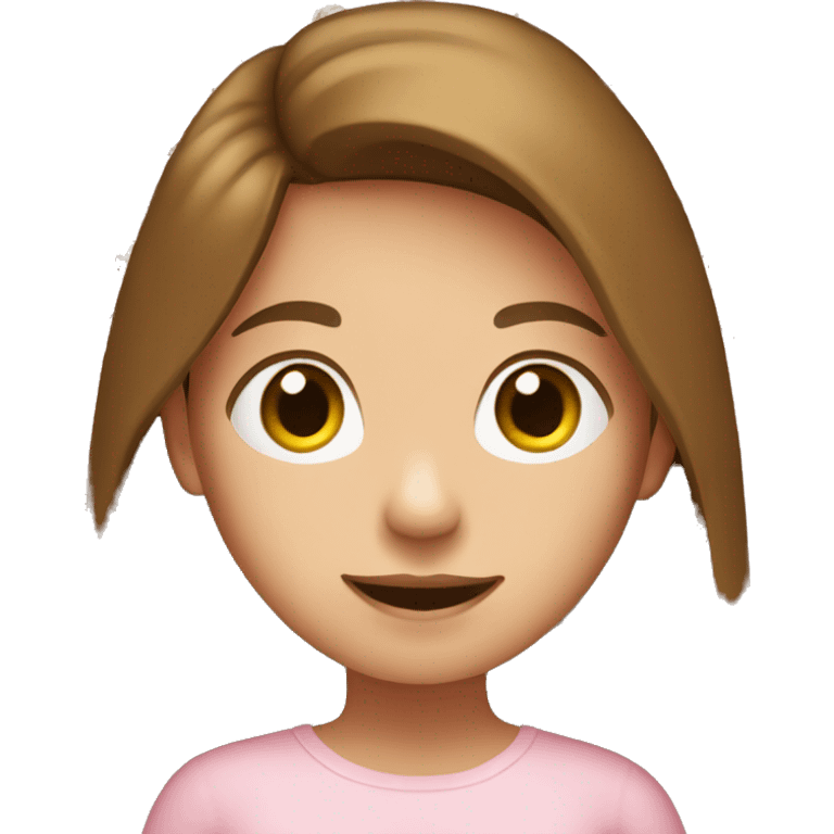 A girl with long brown hair wearing a light pink top emoji