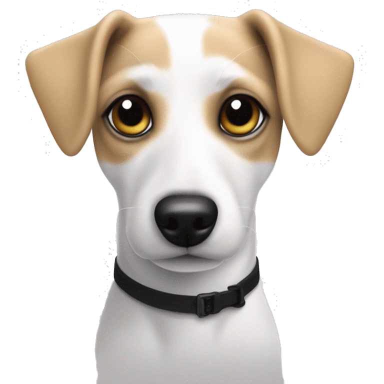 solid white jack russell beagle mix with solid black eyes  emoji