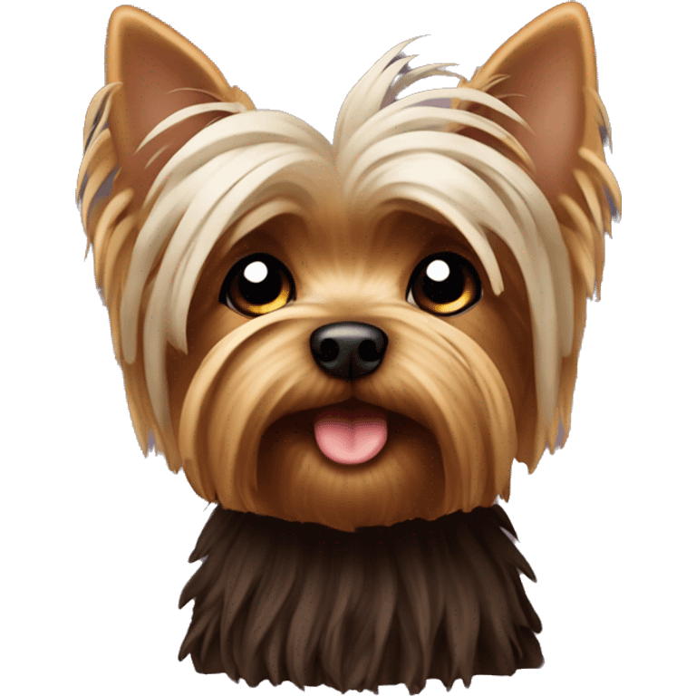 Yorkshire  Terrier with whole dark chocolate wool emoji