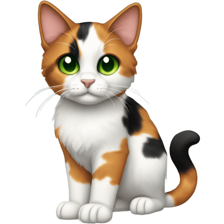 Calico Cat Full Body with green eyes emoji