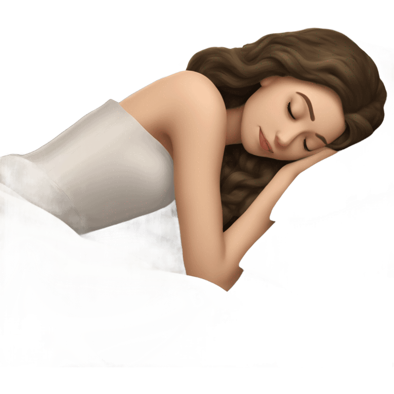 sleeping beauty brunette shoulder length hair white girl with silk pillow emoji