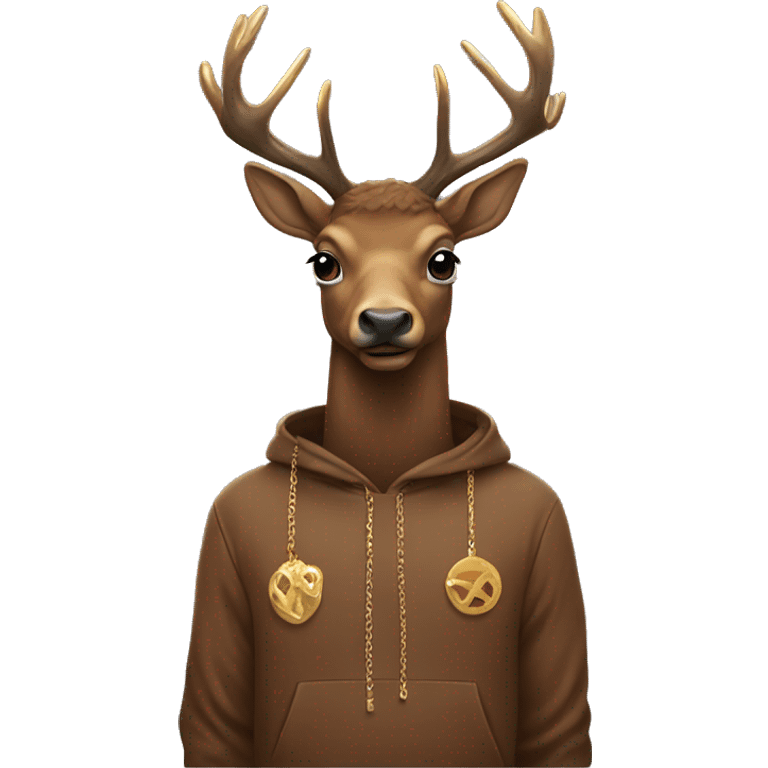 Elk wearing hoodie with gold chain emoji