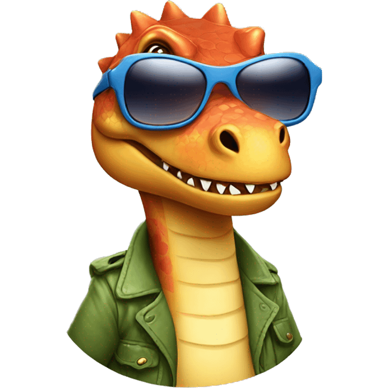 cool dinosaur with sun glasses emoji