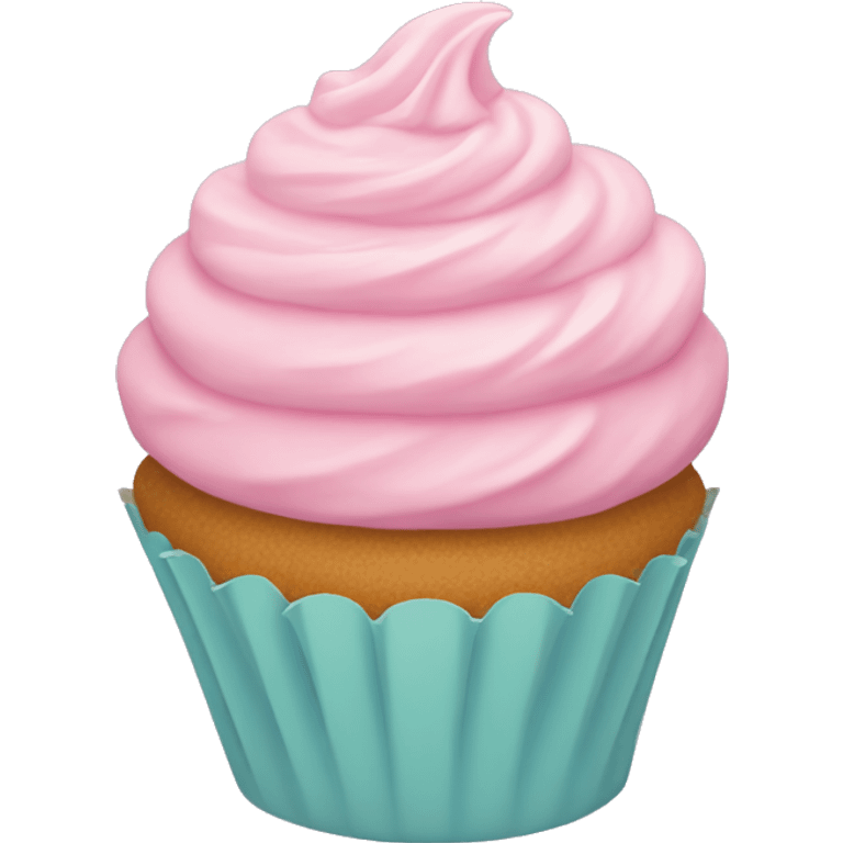 pastel pink cupcake, with colorful frosting emoji