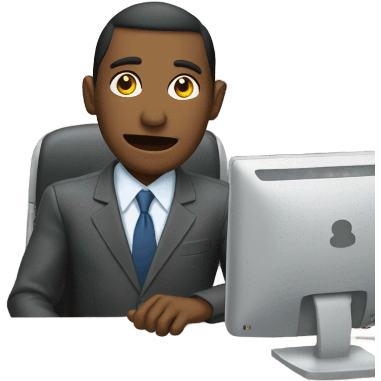 office worker with computer on desk emoji