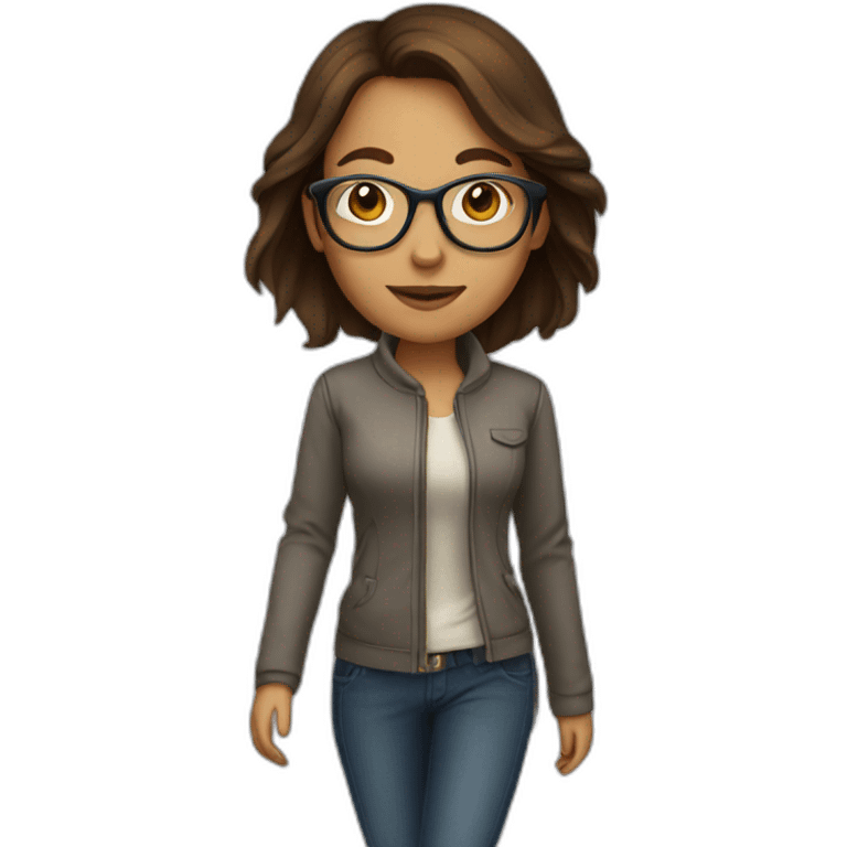 brown-hair-woman-with-glasses-walking emoji