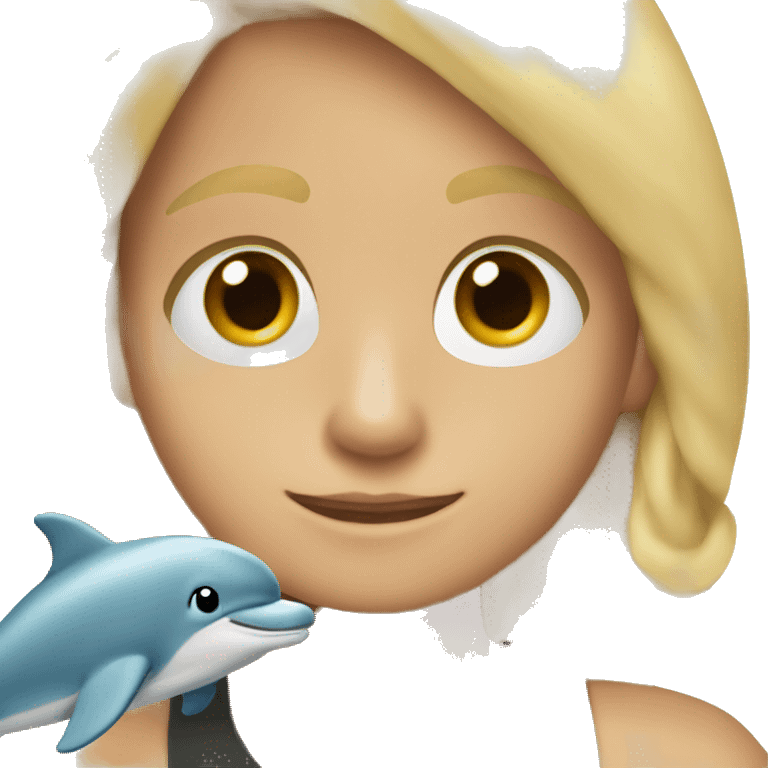 Blonde hair brown eyes 4th grade boy wearing cross necklace holding dolphin emoji