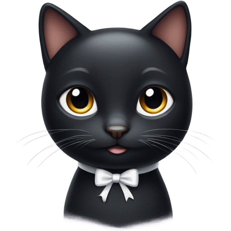 Black cat wearing a white bow emoji