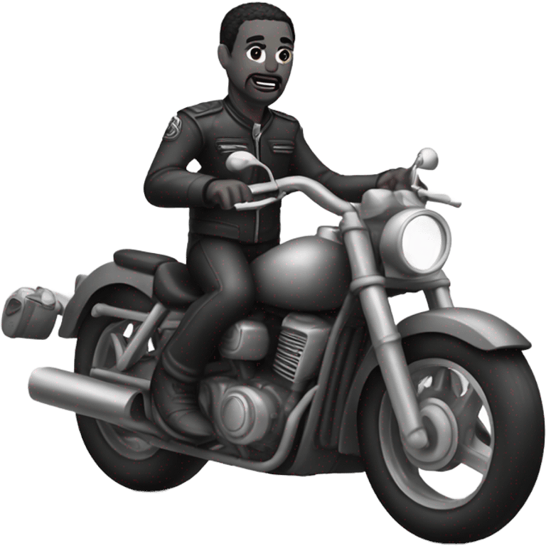 monochrome portrait of a man riding motorcycle  emoji