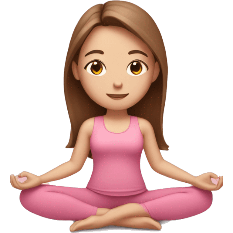 White Girl with brown hair doing yoga in pink tones  emoji