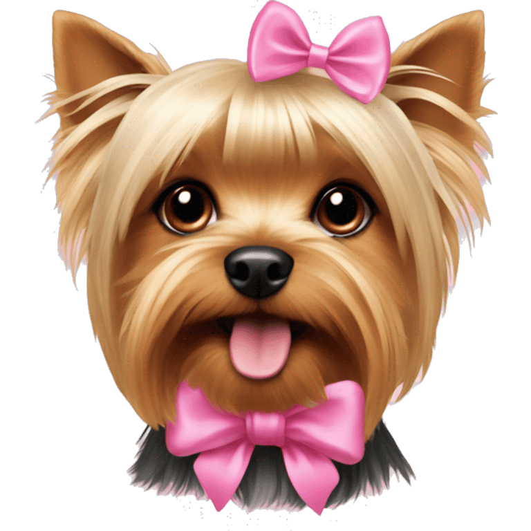 Yorkshire terrier with pink bow emoji