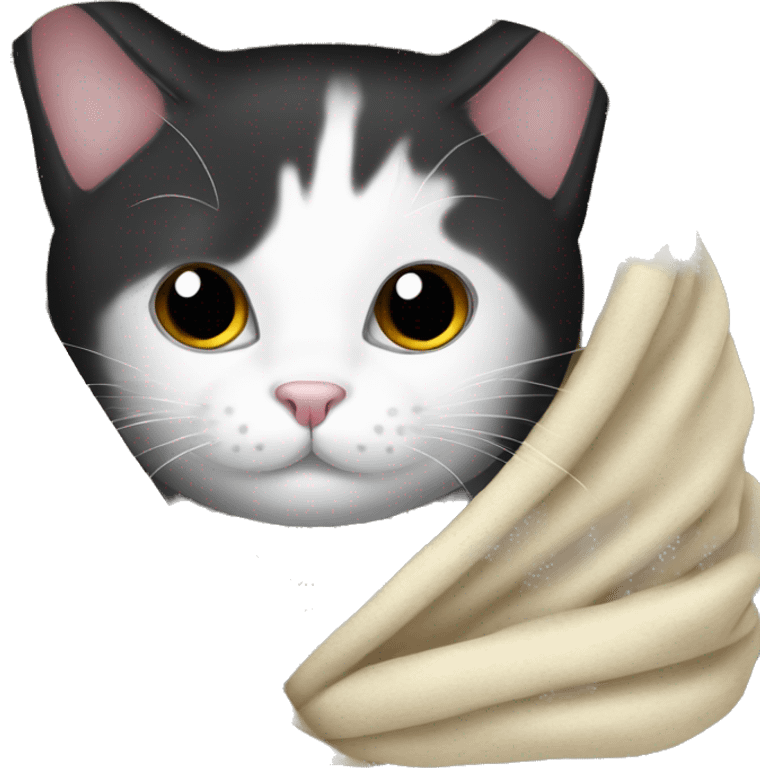 Black and white cat in a blanket  emoji