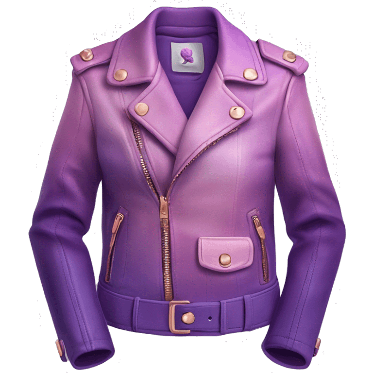 Realistic purple to pastel purple ombre leather jacket with rose gold fasteners isolated.  emoji