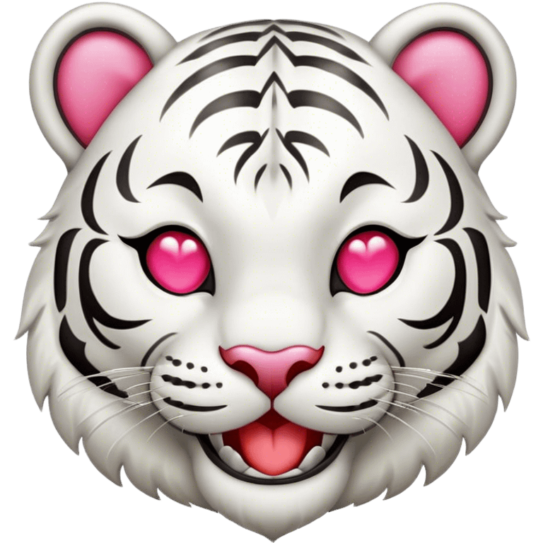 white tiger with 3 hearts smiling emoji