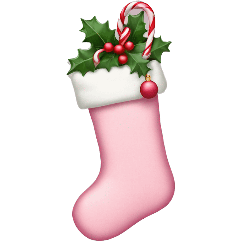 pastel pink christmas stocking with letter N emoji