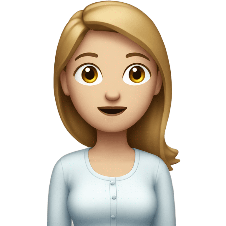 the emoji of a women shrugging but with light brown hair and blue eyes  emoji